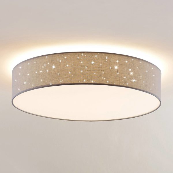 Lindby Ellamina plafonnier LED, 60 cm, gris clair LINDBY