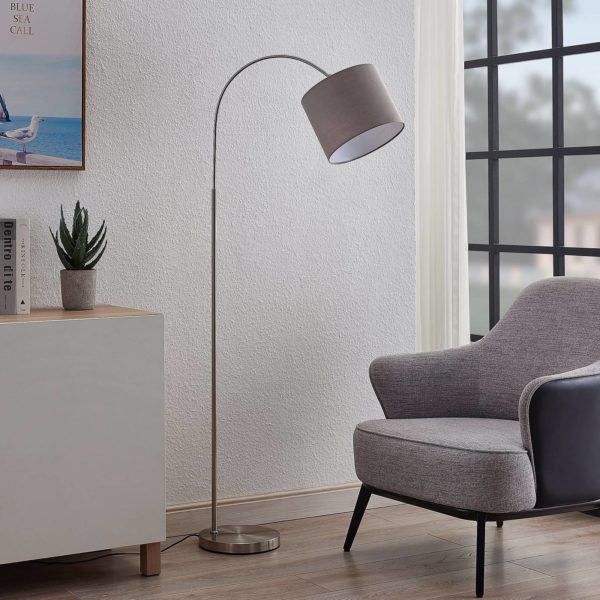 Lindby Keriba lampadaire, nickel/taupe LINDBY