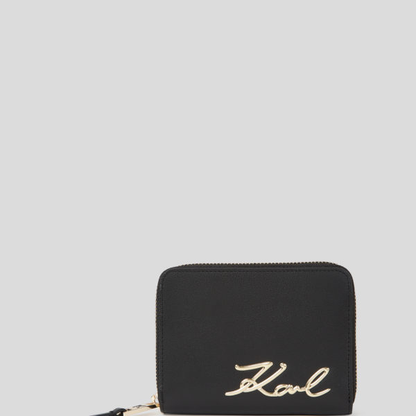 Karl Lagerfeld, Portefeuille Zippé K/signature De Taille Moyenne, Femme, Noir/Or, Taille: X00 Karl Lagerfeld