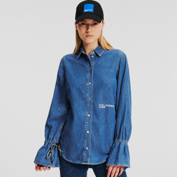 KL Jeans, Chemise En Jean Klj Avec Liens De Serrage Aux Manches, Femme, Pierre bleu claire, Taille: XXS KL Jeans