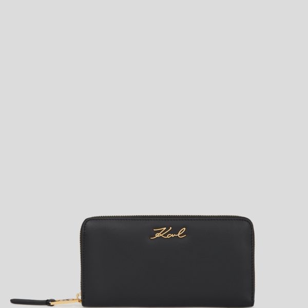 Karl Lagerfeld, Portefeuille K/signature Continental, Femme, Noir/Or, Taille: X00 Karl Lagerfeld