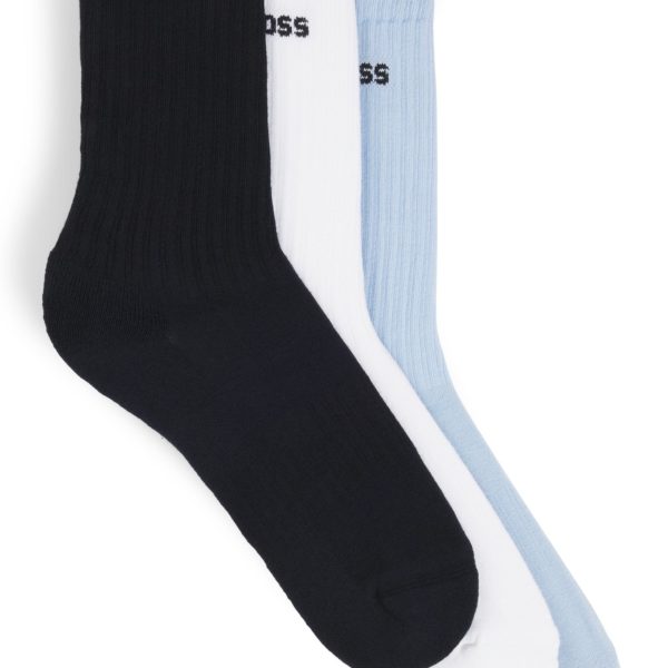 Lot de trois paires de chaussettes basses en coton mélangé avec logos – Hugo Boss